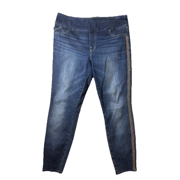 Rock Republic Fever Denim RX Slimming Pull On Skinny Jeggings 18 Bling Stripe - Picture 1 of 7